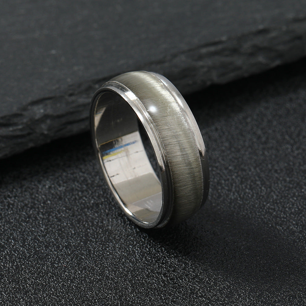 Men's Cross Sand Cat Eye Sealing Glue Rings