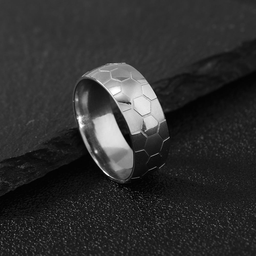 Stainless Steel Ornament Simple Football World Rings