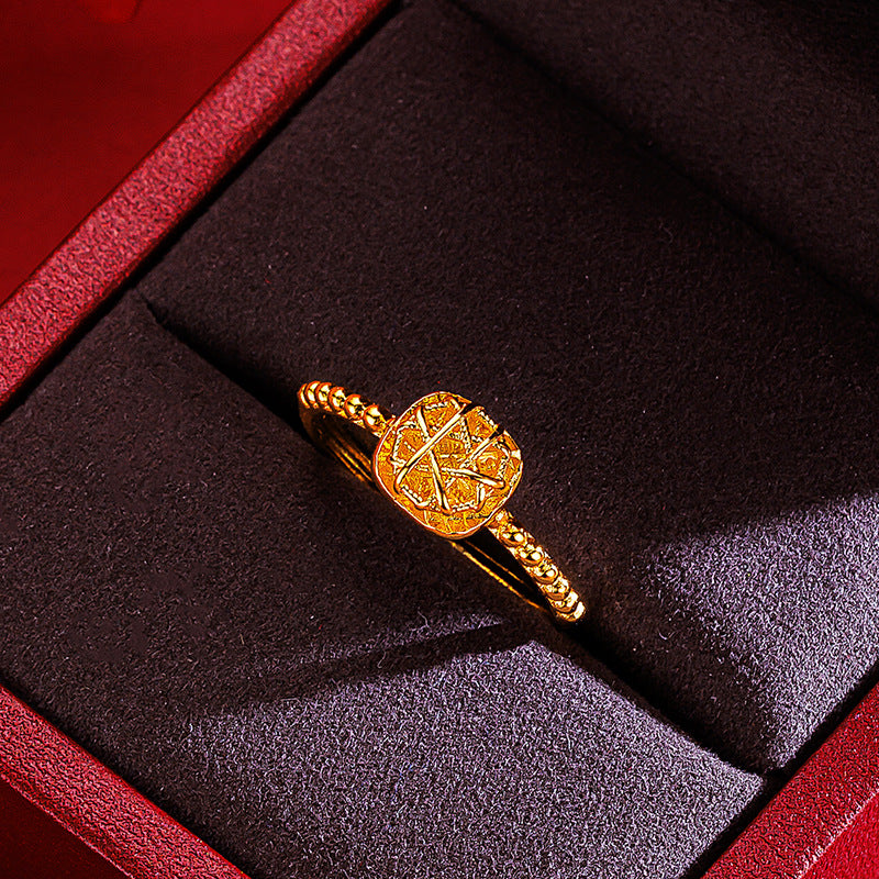 Women's Brushed Small Sugar Cube Three-piece Set Rings
