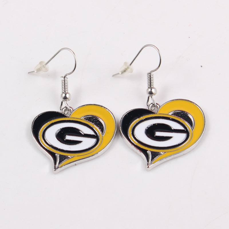 Oil Dripping Sports Team Series Denim Steel Pirate Earrings