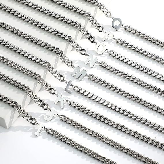 Men's Steel Cuban Link Chain English Letter Necklaces