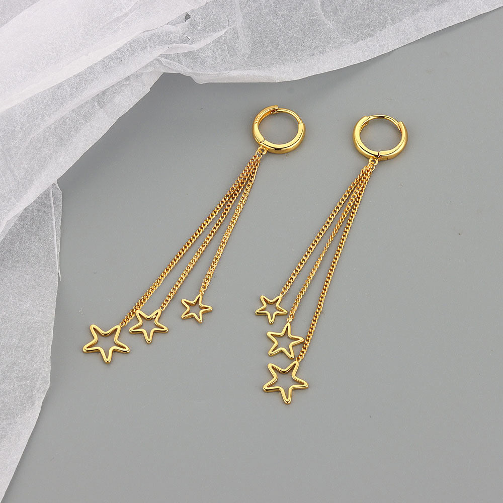 Female Style Simple Fresh Asymmetric Tassel Earrings