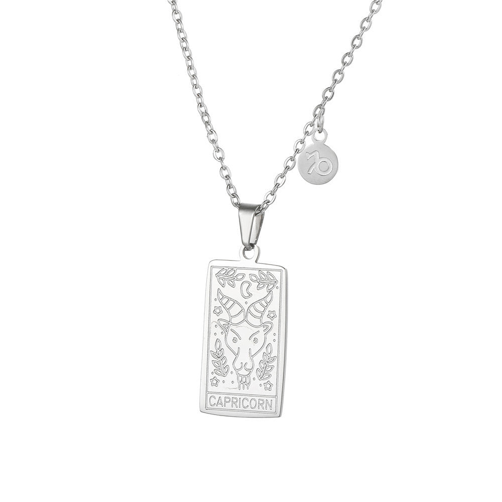 Constellation Tarot Stainless Steel Colorfast Titanium Necklaces
