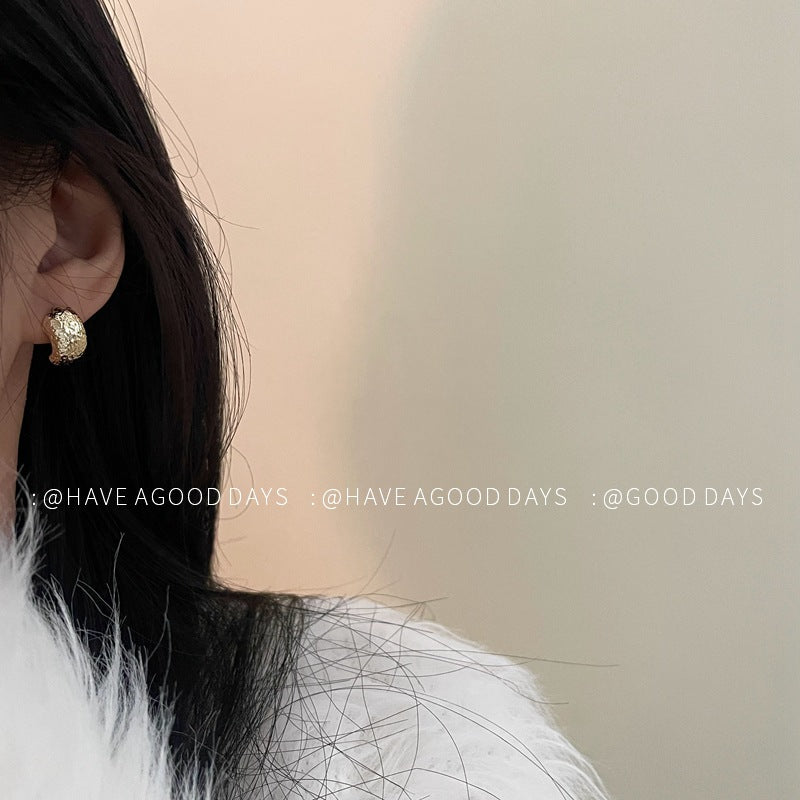 Texture Ear Sier Needle Fashion Graceful Personality Earrings
