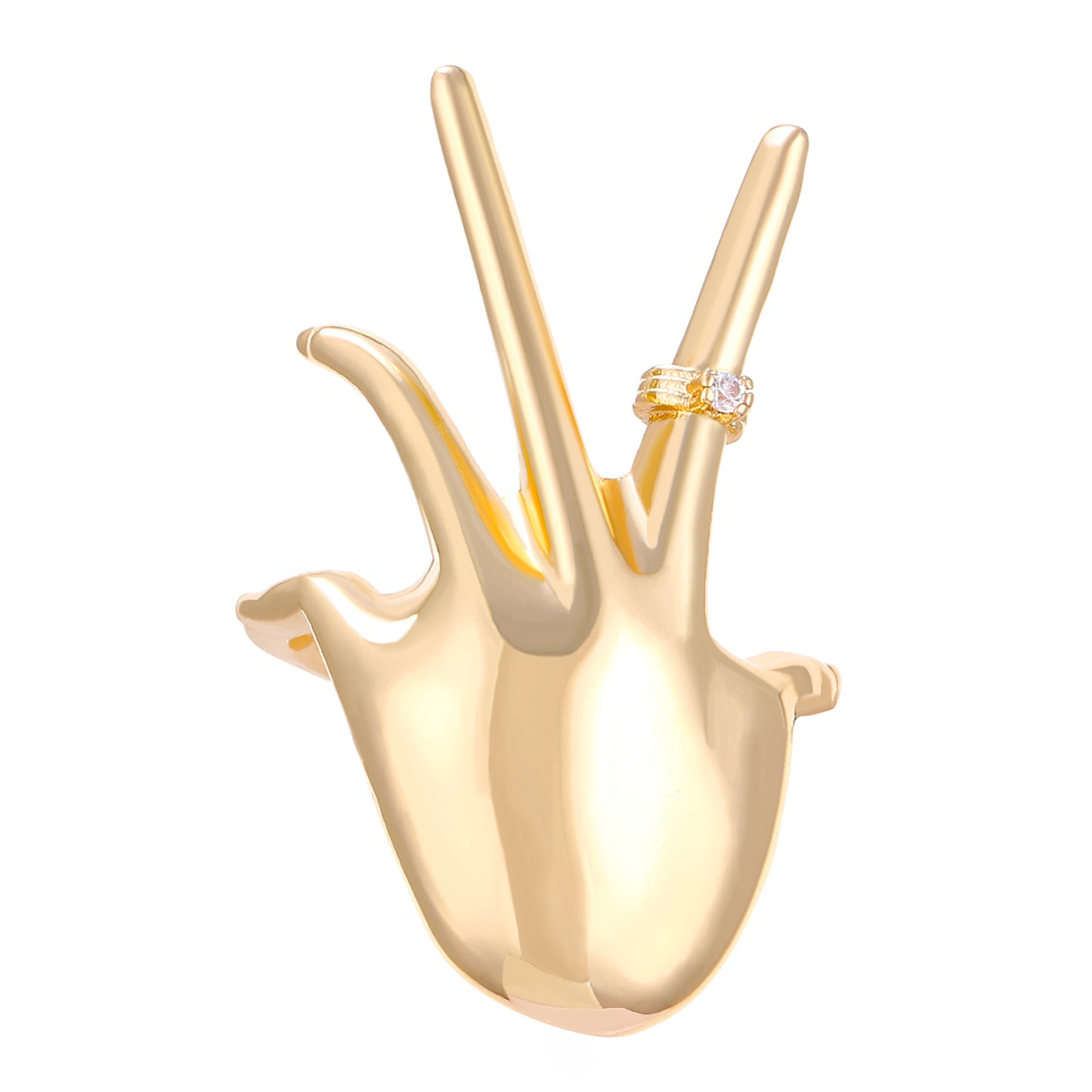 Personalized Creative Palm Female Copper Inlaid Zircon Opening Index Rings
