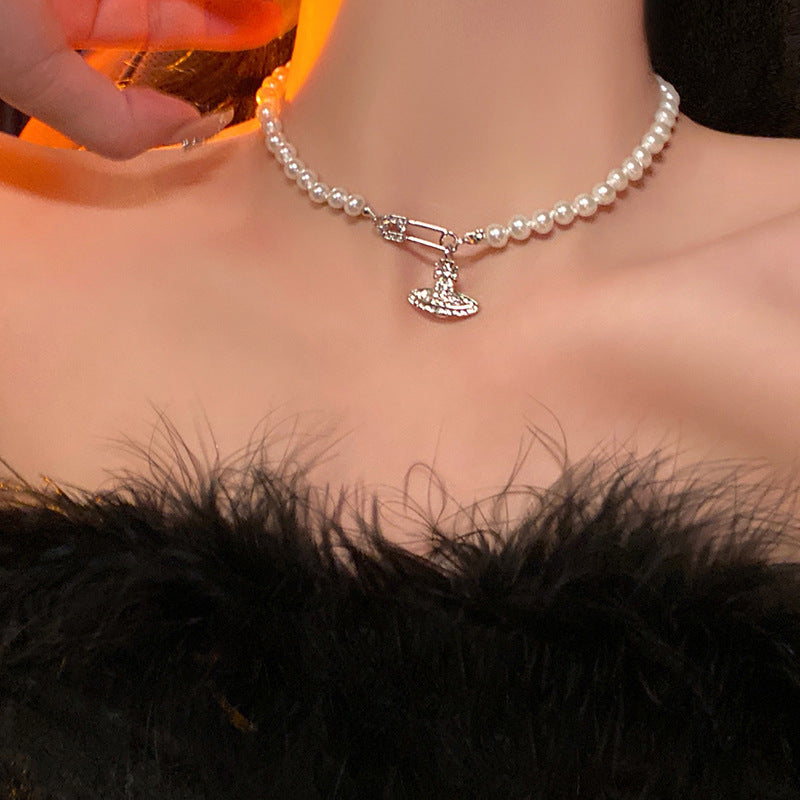 Mother Style Imitation Pearl Female Niche Geometric Necklaces
