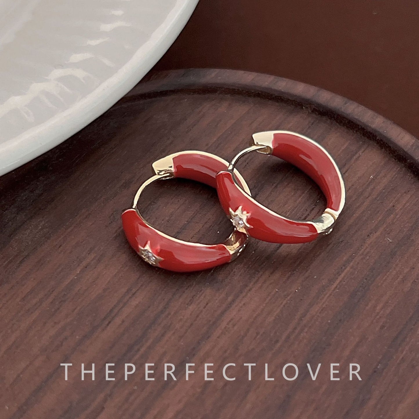 Women's Red Series Combination Elegant Geometric Enamel Craft High-grade Design Rings