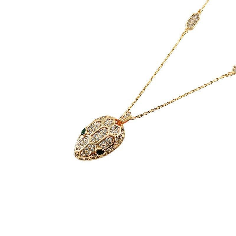 Fashion Starry Diamond Snake Head Rose Necklaces