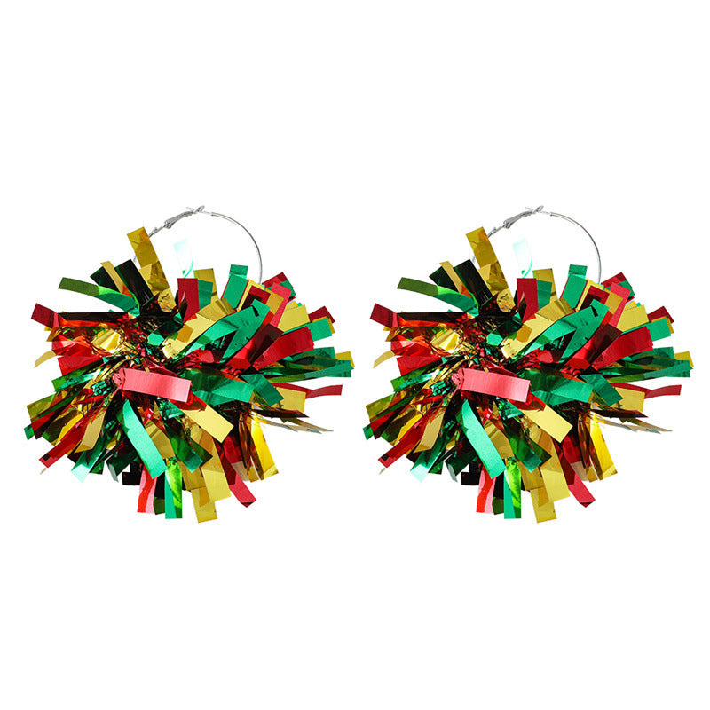 Red White Blue Bright Silk Exaggerated Personalized Holiday Atmosphere Earrings