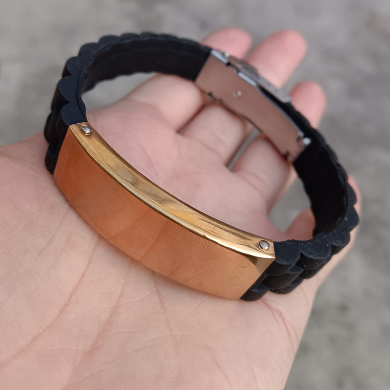 Men's Lettering Silicone Stainless Steel Trendy Bracelet