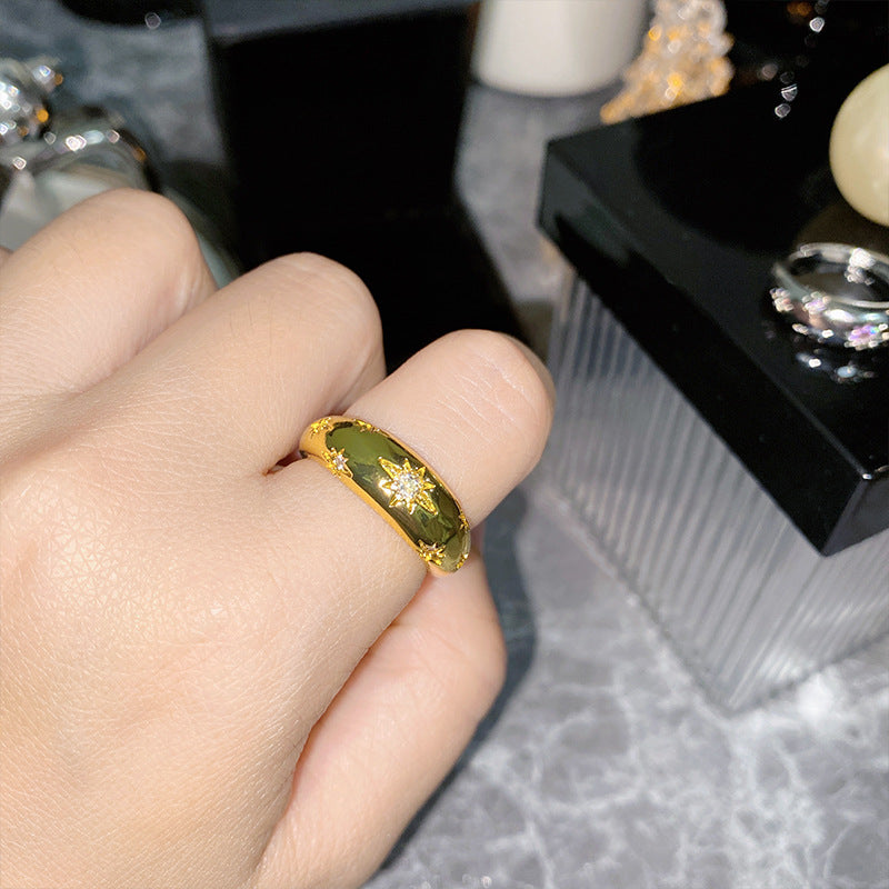 Women's Open Real Gold Plating Eight Awn Rings