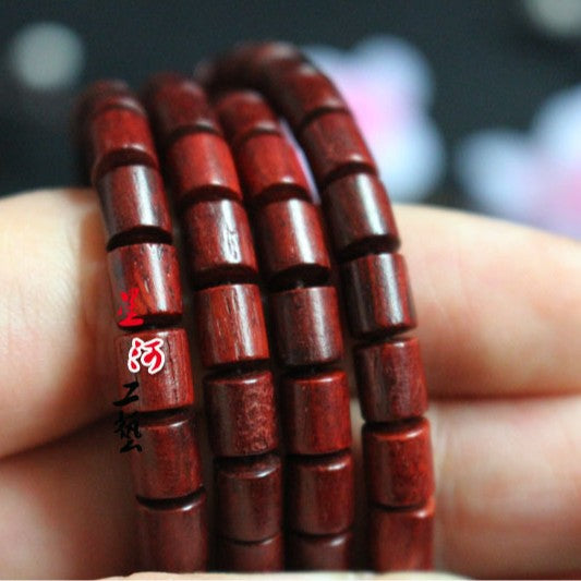 Women's & Men's Rosewood Wooden Barrel Beads Prayer Retro Bracelet