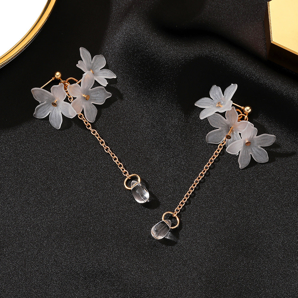 Ice Flower Tassel Elegant Long Crystal Rings