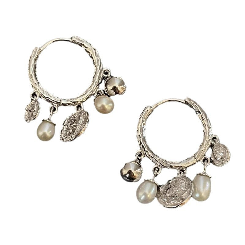 Women's Niche Sier Needle Pearl Tassel Fashion Earrings