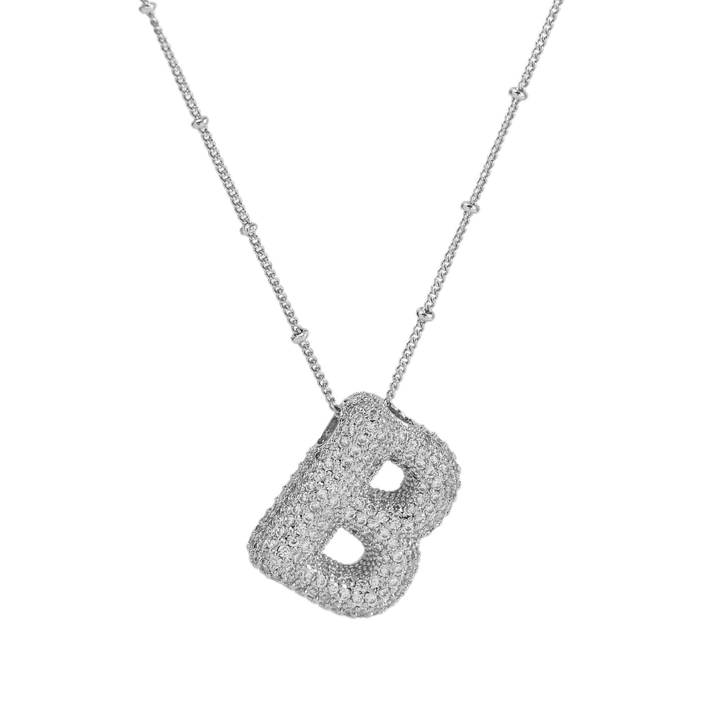 Women's Brass Zircon Bubble Balloon Letter Chubby Necklaces