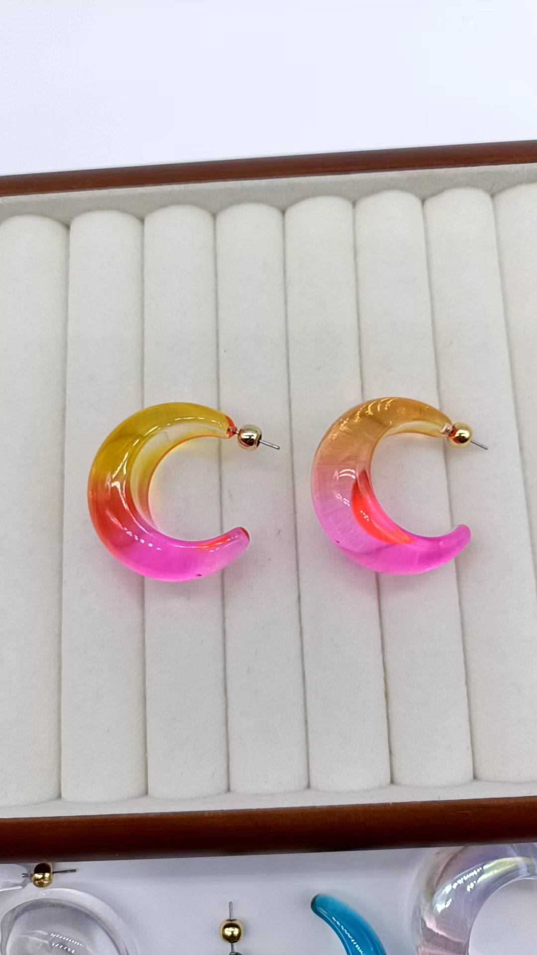 Orange Crescent Acrylic Design Simple High Sense Rings