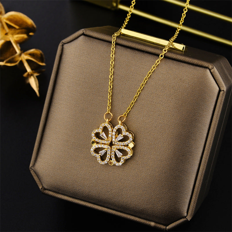One More Wear Clover Female Send Girlfriend Titanium Steel Necklaces