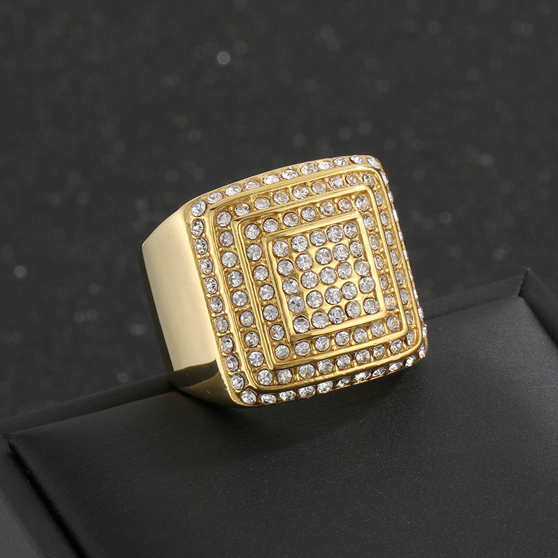 Men's Hop Square Fashion Luxury Vacuum Plating Rings
