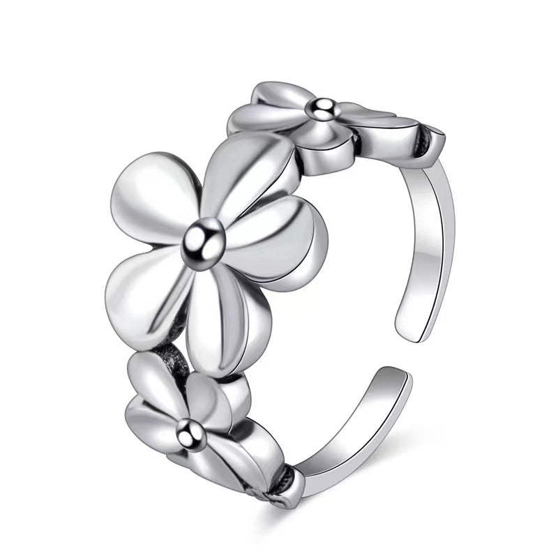 Women's Thai Sier Flower Open Fashion Minority Design Personalized Index Finger Ring
