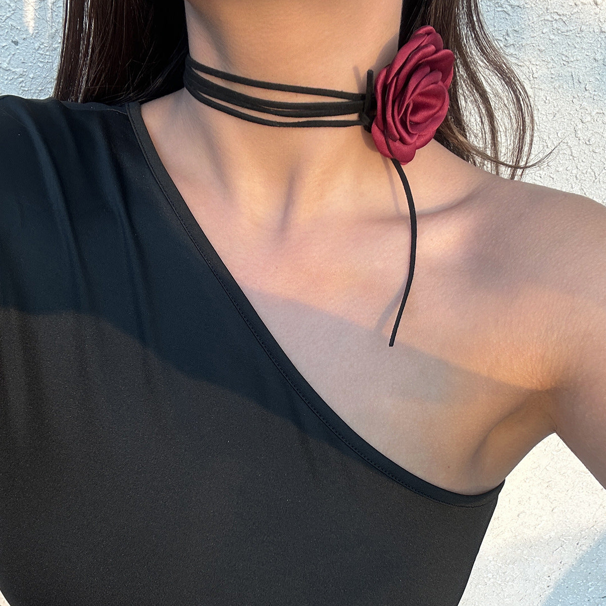 Personality Handmade Rose Creative Long Flower Necklaces