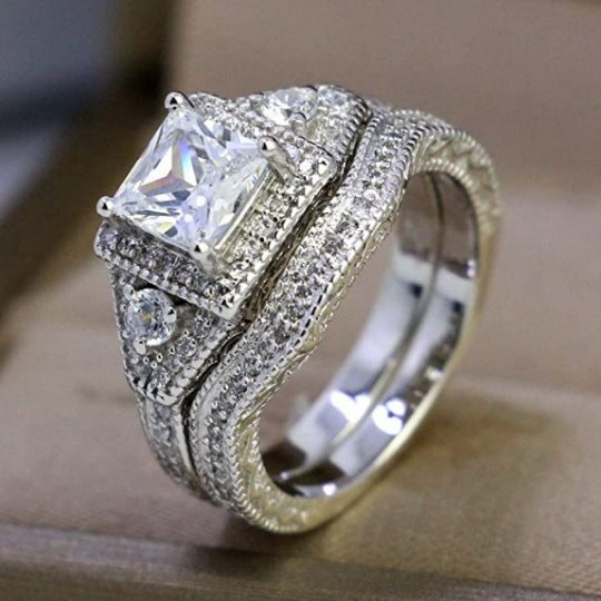 Black Zircon Gold Plated Fashion Engagement Ring
