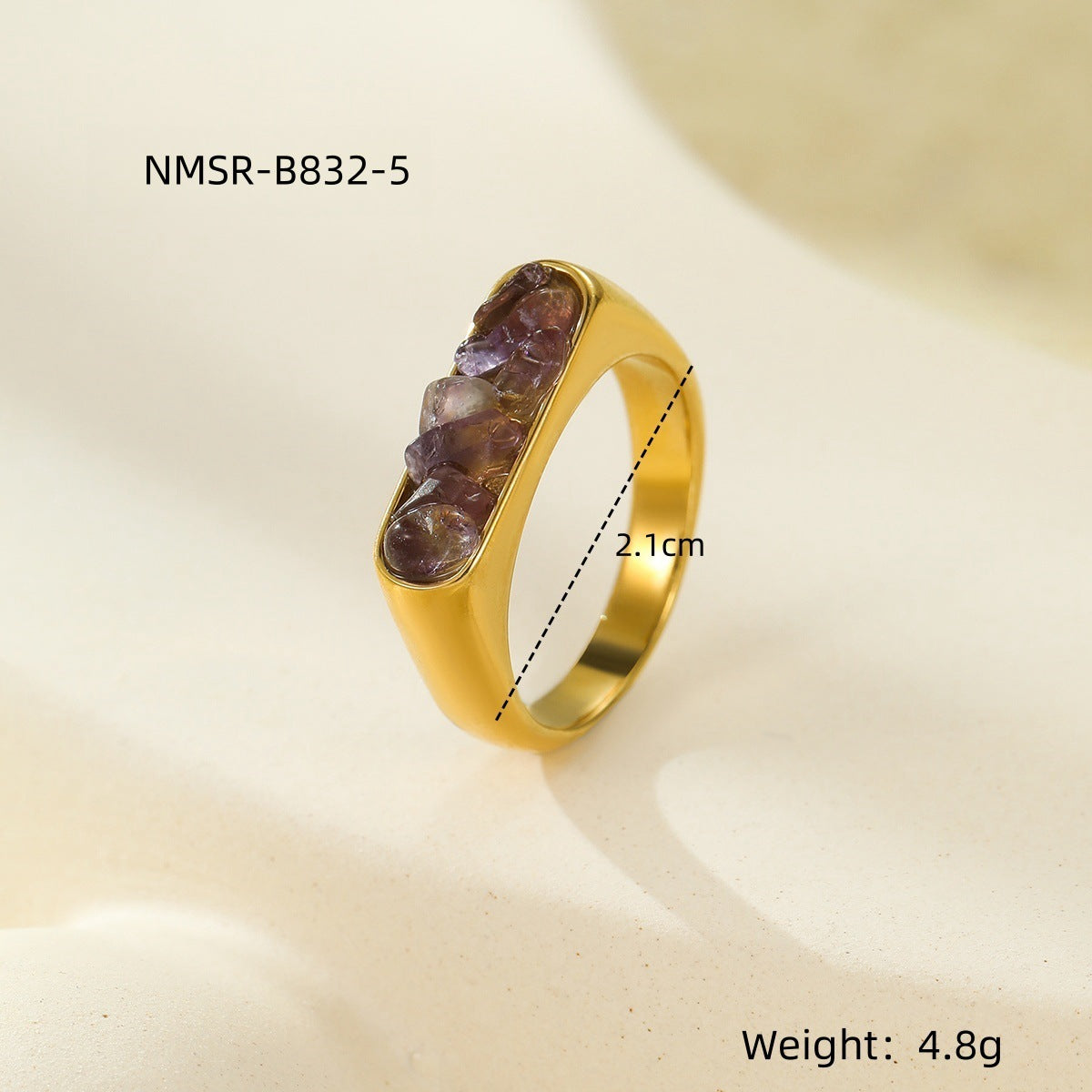 Natural Stone Exquisite Elegant Stainless Steel Rings