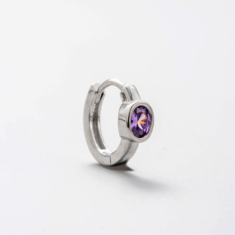 Ear Screw Tightening Buckle Purple Zircon Butterfly Bone Earrings