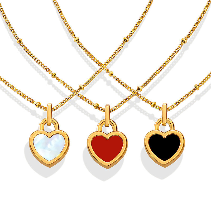 Cream Sweet Double-sided Peach Heart Titanium Pendants