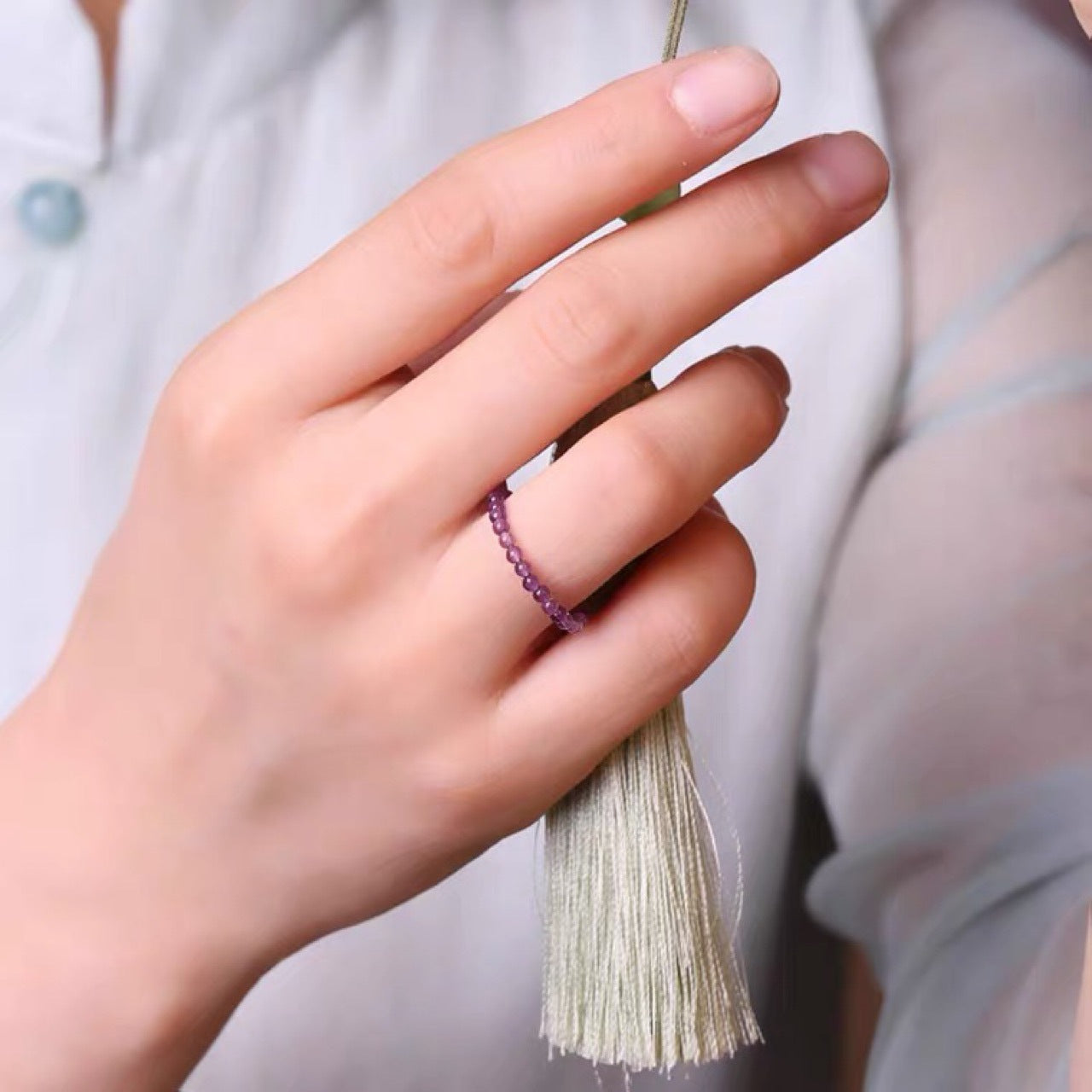 Fine Natural Amethyst Female Design Light Rings
