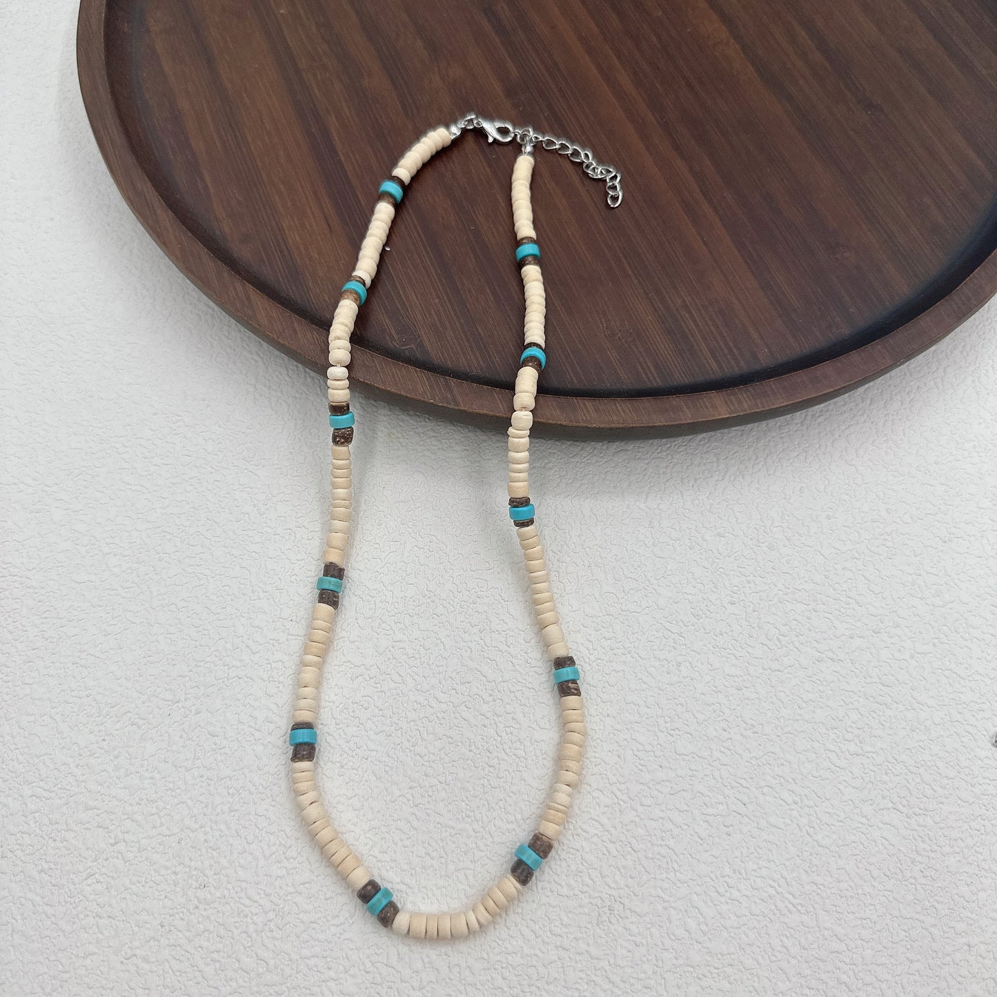Women's & Men's Style Coconut Shell Wooden Bead Mixed Color Boys Clavicle Chain Necklace
