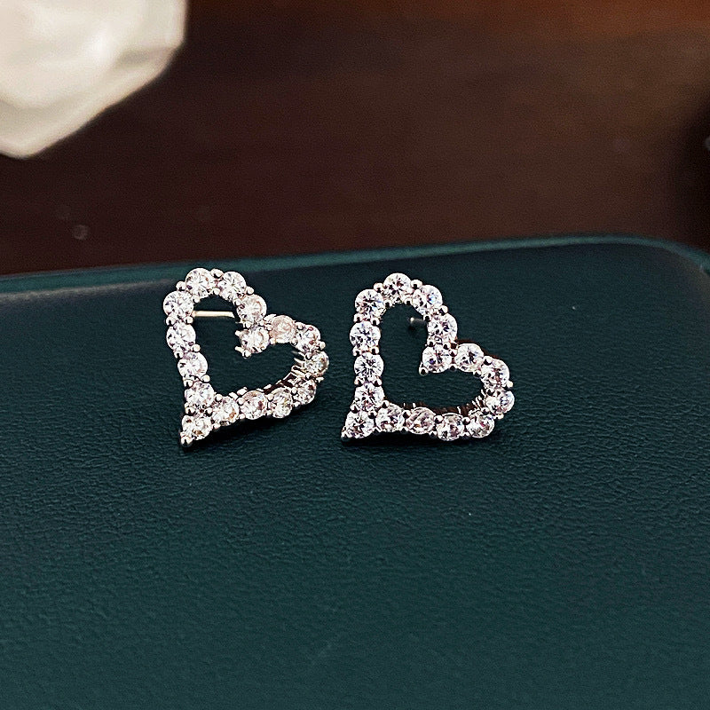 Women's Style Micro Inlaid Zircon Love Heart Earrings