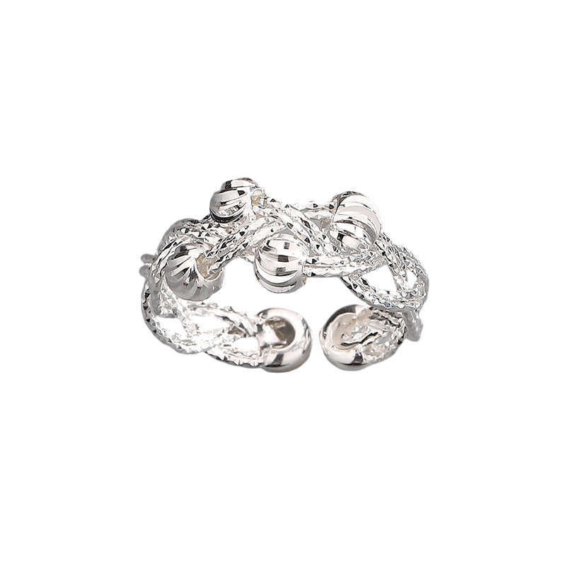 Interwoven Transfer Beads Retro Dull Polish Rings