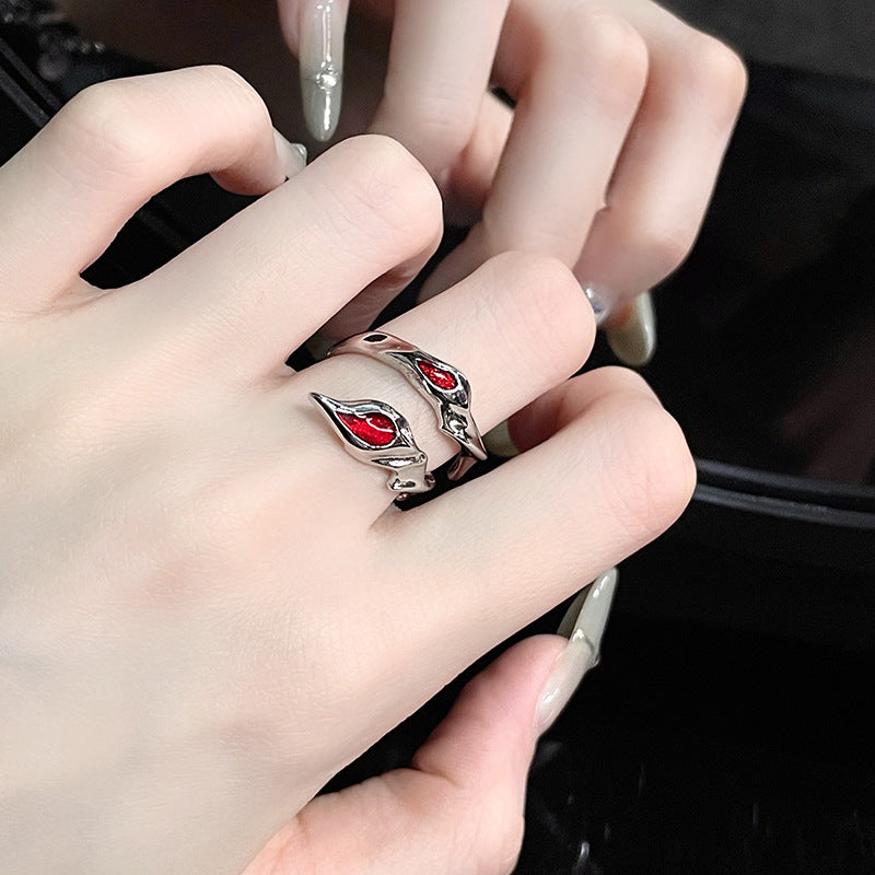 Red Premium Enamel Couples Openings Personality Retro Rings