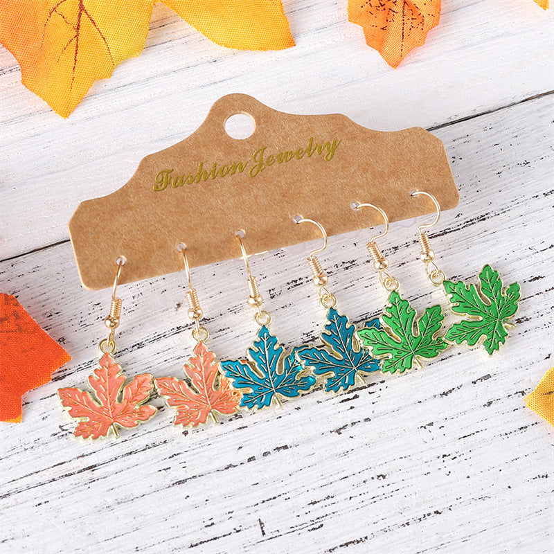 Maple Leaf Design Creative Leaves Dripping Earrings