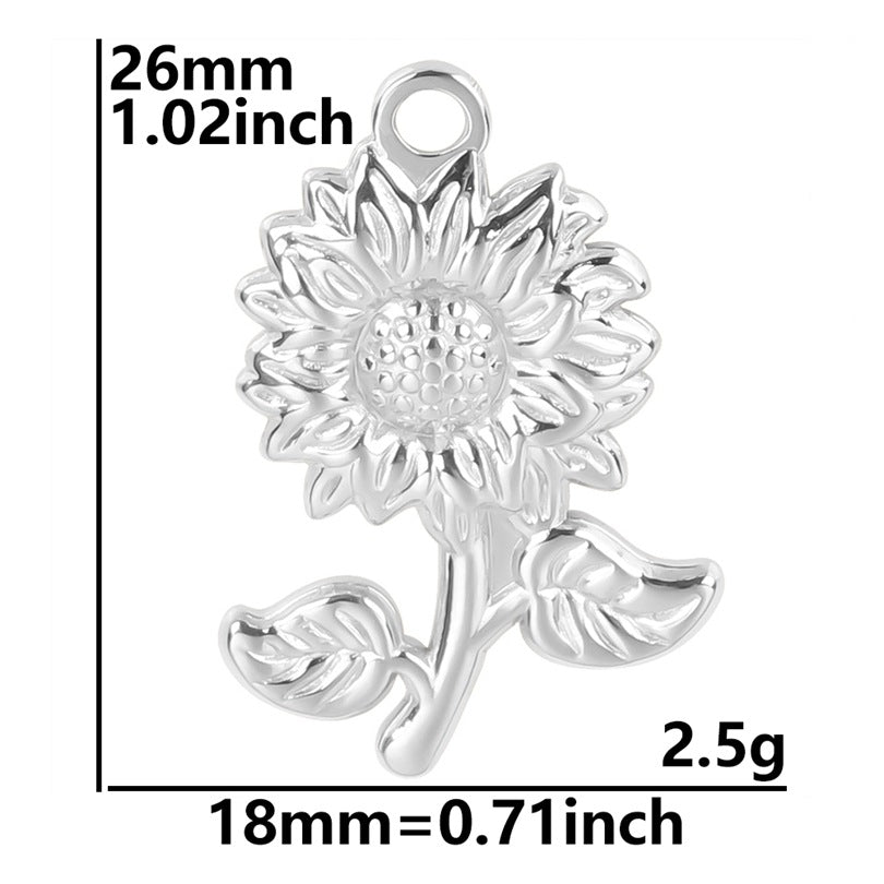 Sunflower Stainless Steel Vacuum Plating Ornament Necklaces