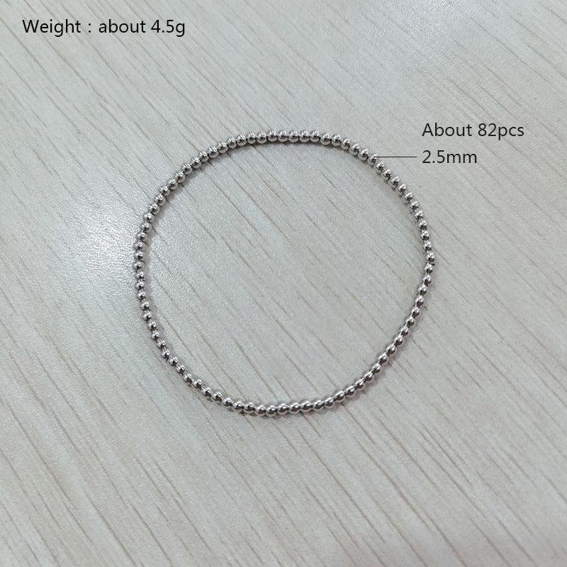 Women's Simple Beaded No Waterproof Hard-wearing Stainless Steel Beads Elastic Bracelets