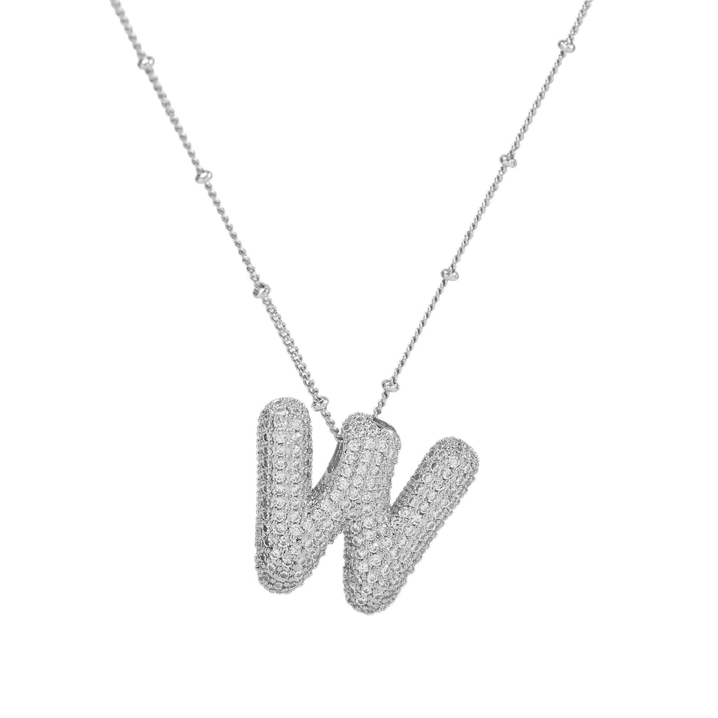 Women's Brass Zircon Bubble Balloon Letter Chubby Necklaces