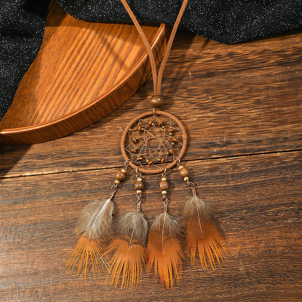 Sweater Chain Hand-woven Feather Scenic Spot Necklaces