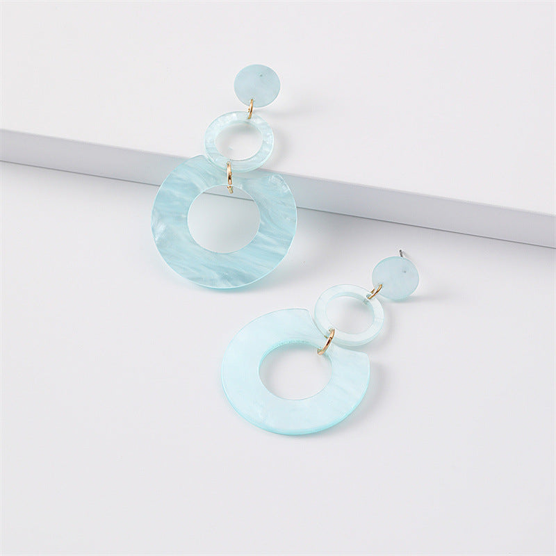 Women's Round Stitching Cellulose Acetate Sheet Texture Earrings