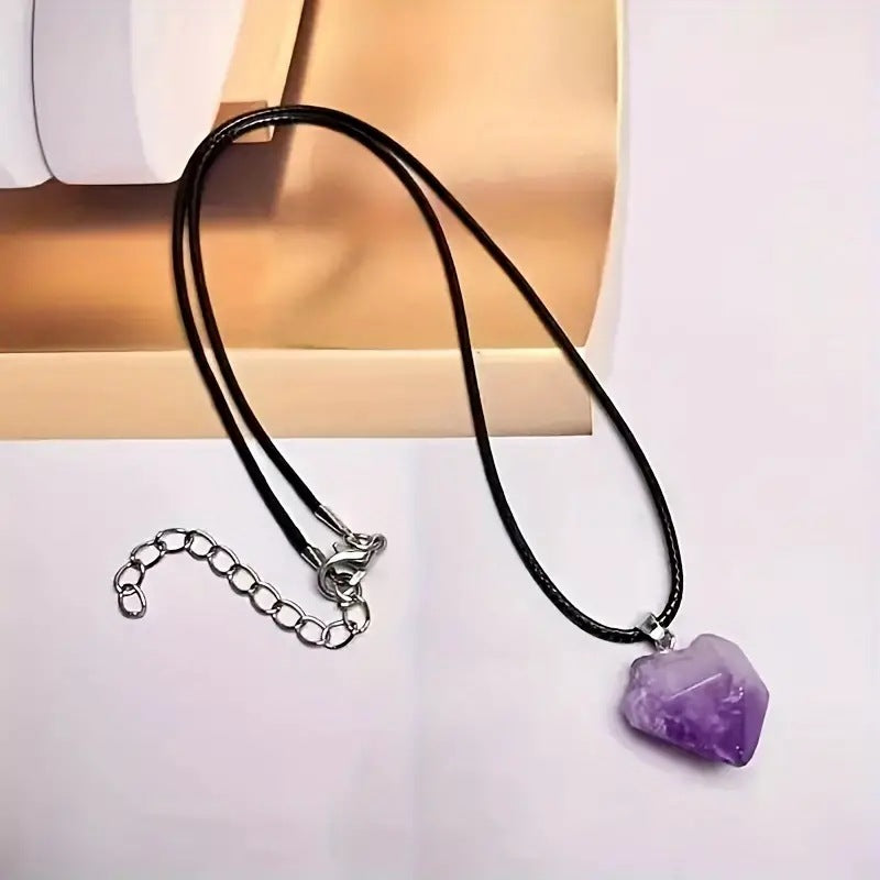 Stone Amethyst Crystal Bud Irregular Rough Necklaces
