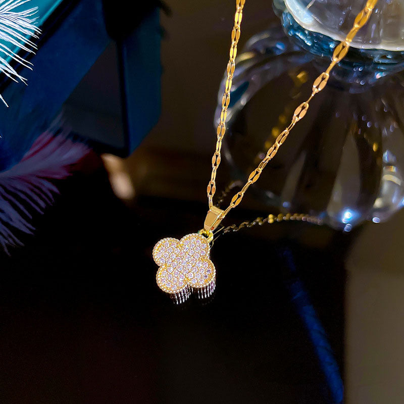 Women's Double-sided Clover Titanium Steel Elegant Light Necklaces