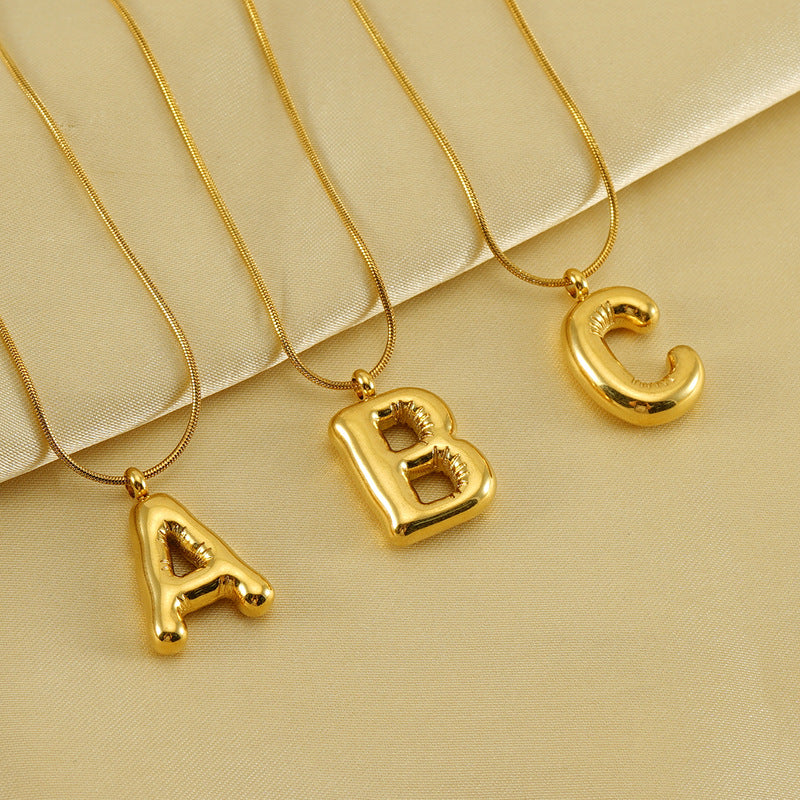 Bubble Letter Snake Bones Chain Titanium Steel Necklaces