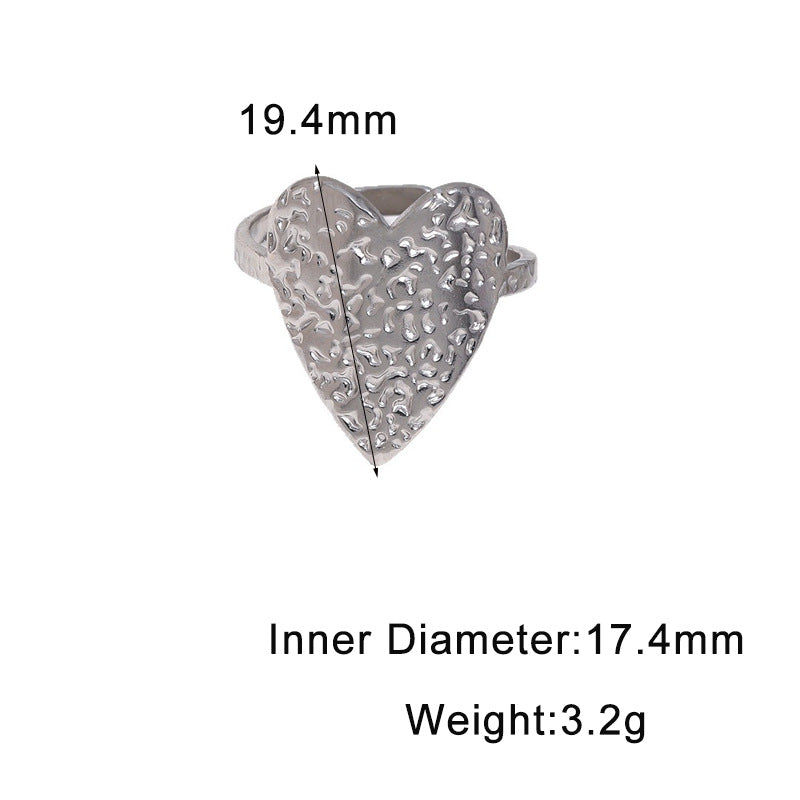 Wind Fashion Texture Leaves Open Adjustable Female With Hearts Gold Rings