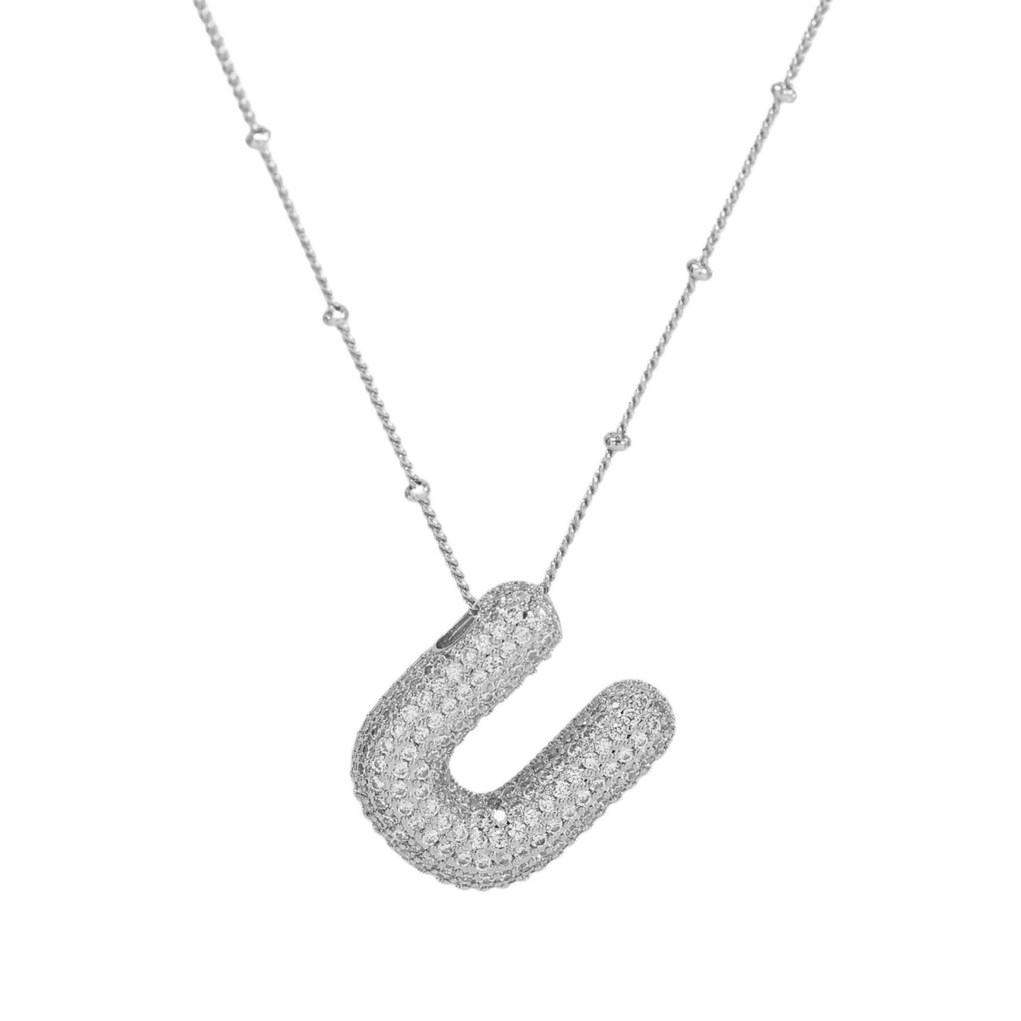 Women's Brass Zircon Bubble Balloon Letter Chubby Necklaces