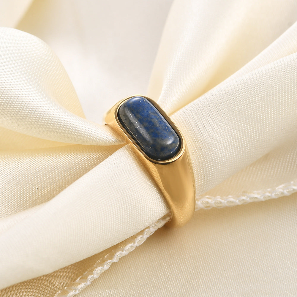 Fashion Stainless Steel Inlaid Natural Stone Rings