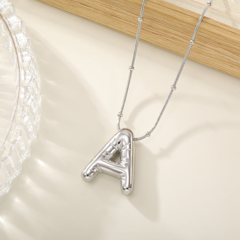 Women's Trendy Bubble Letter Colorfast Titanium Steel Design Pendants