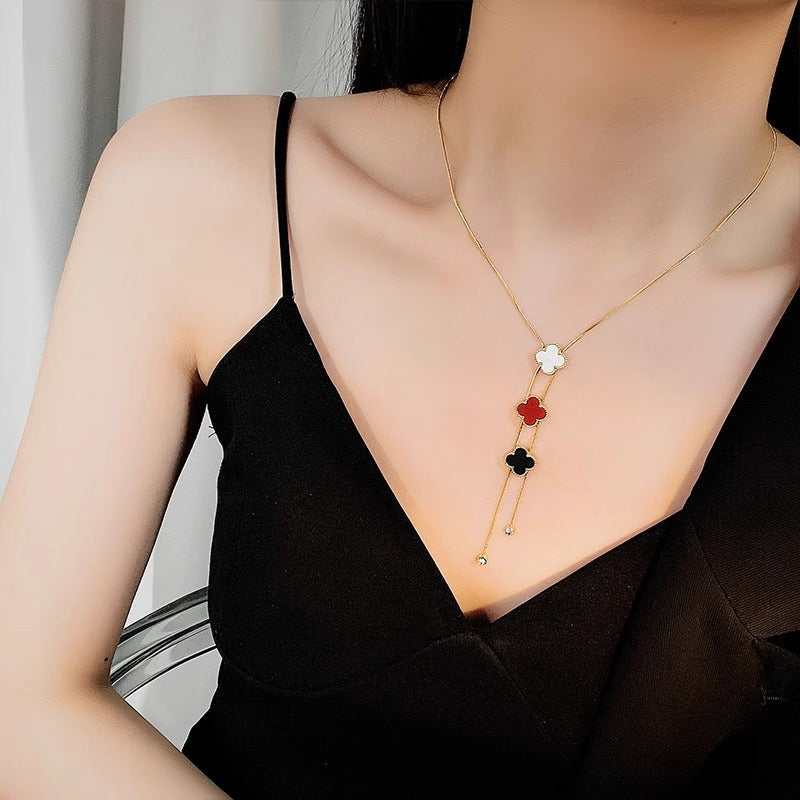 Titanium Steel Three-color Clover Trendy Summer Necklaces