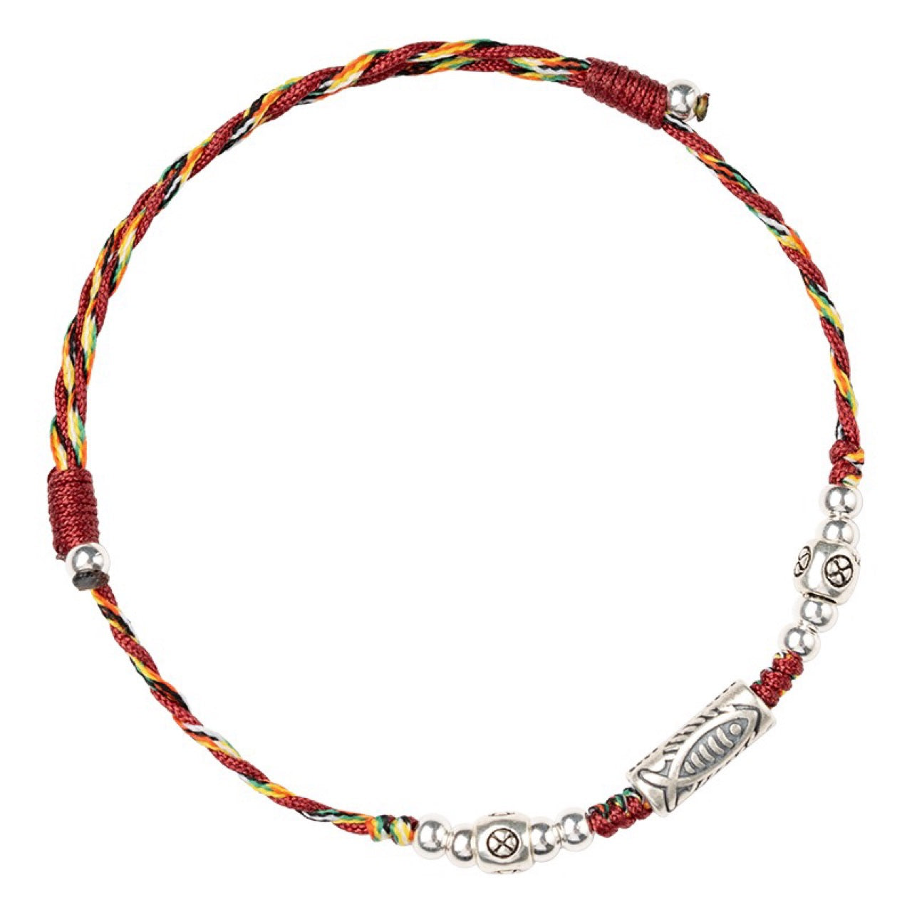 Men's Female Red Rope Braid Retro Colorful Bracelets