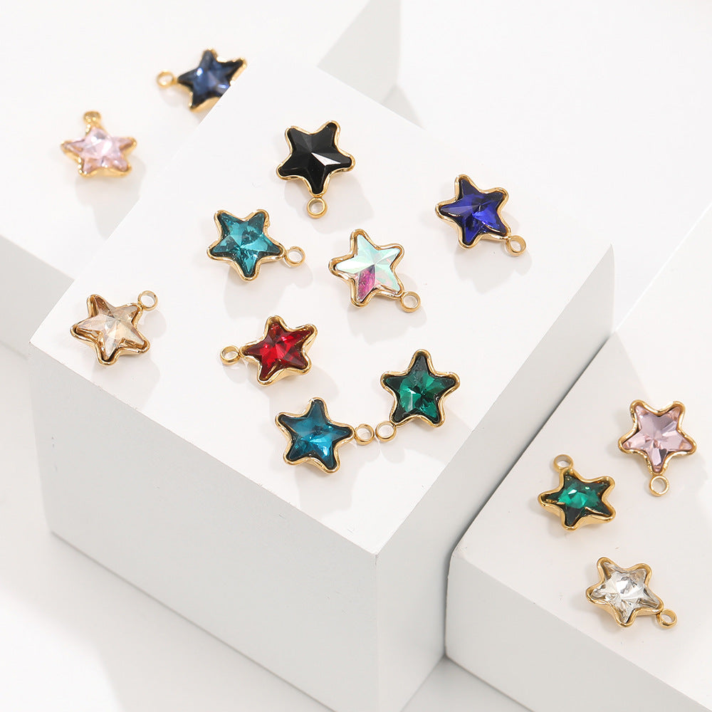 Color Five-pointed Star Retaining Diamond Handmade Pendants