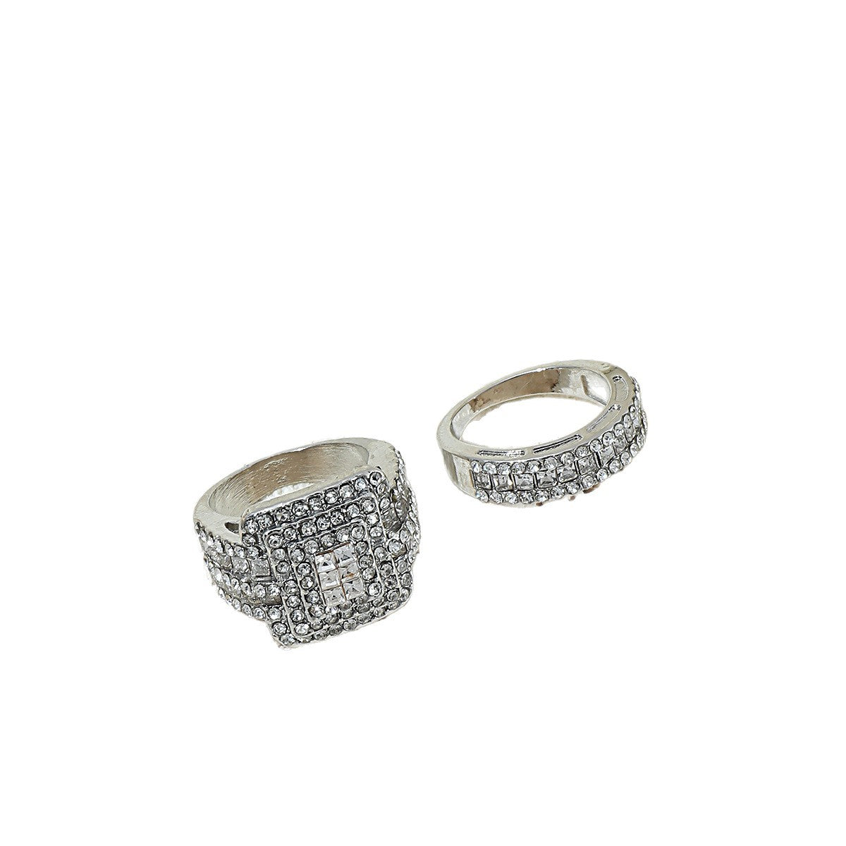 Women's Luxurious Exaggerating Rhinestone Couple Wedding Ring